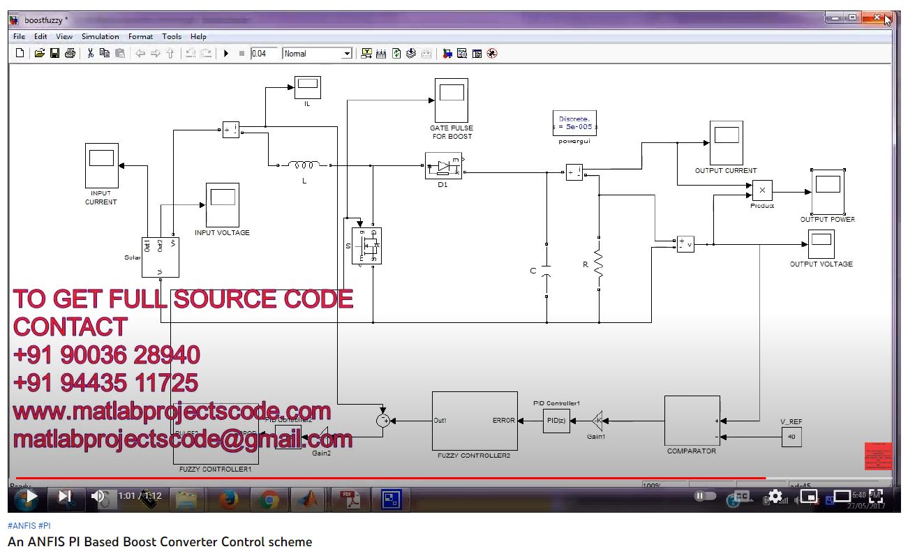 ANANFIS PI based Boost Converter Control Scheme project simulation thumbnail for Power Electronics Engineering