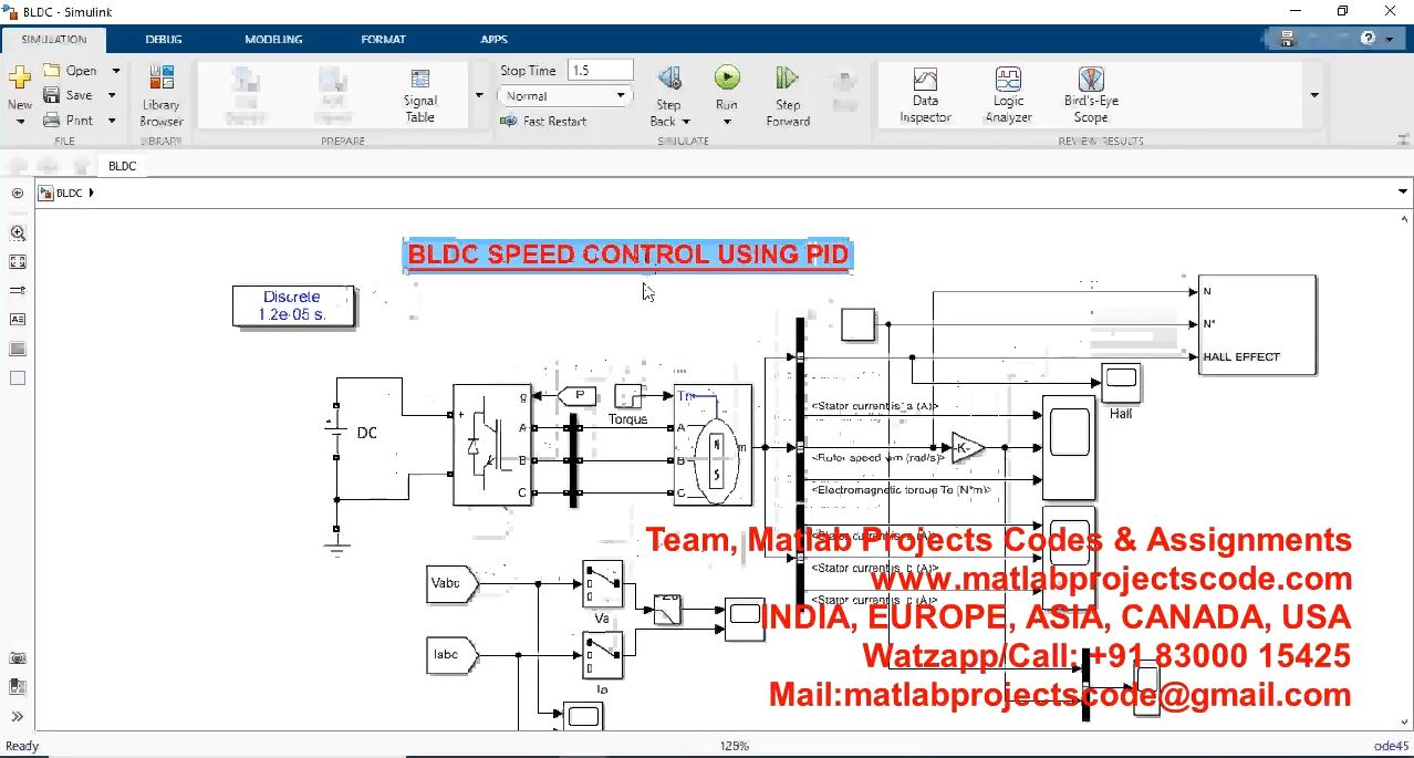 Bldc Speed Control Using Pid project simulation thumbnail for Mechanical, EV and Mechatronics Engineering