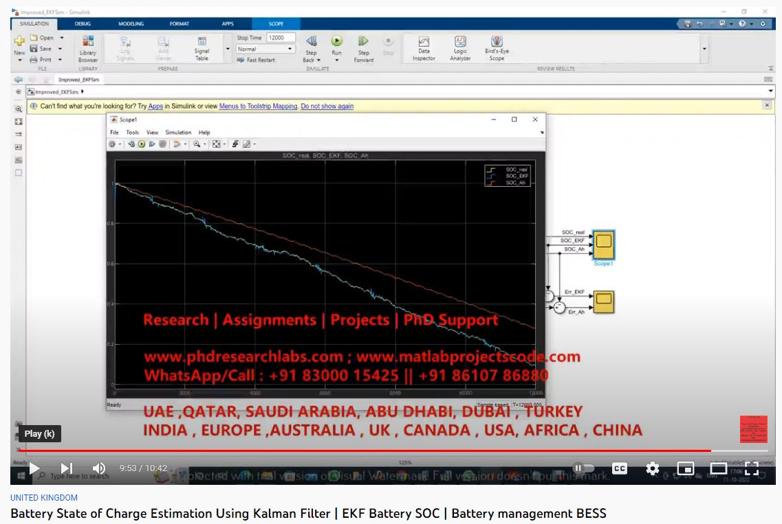 Battery State of Charge Estimation using Kalman Filter project simulation thumbnail for Communication Systems Engineering