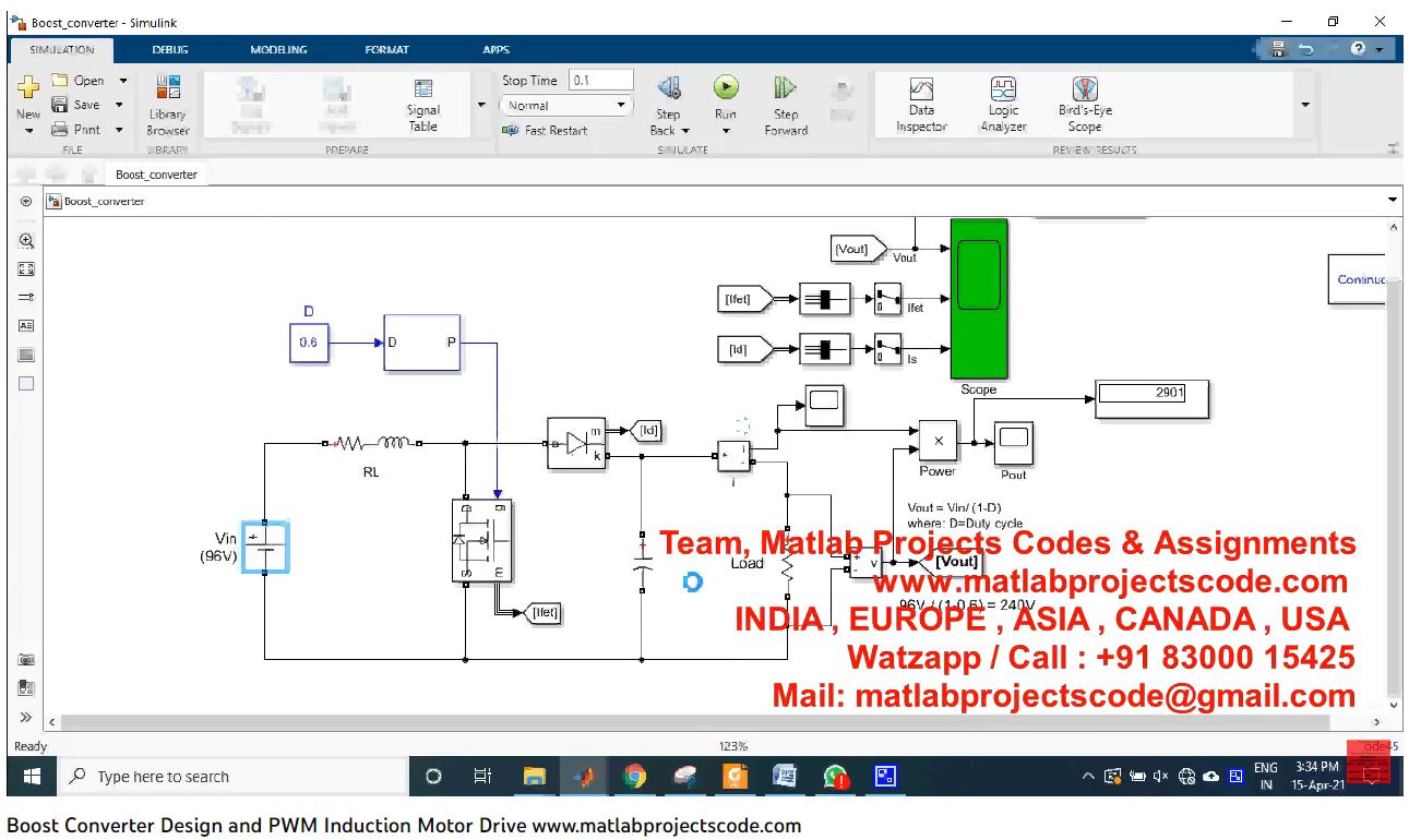 Boost Converter Design And Pwm Induction Motor Drive project simulation thumbnail for Mechanical, EV and Mechatronics Engineering