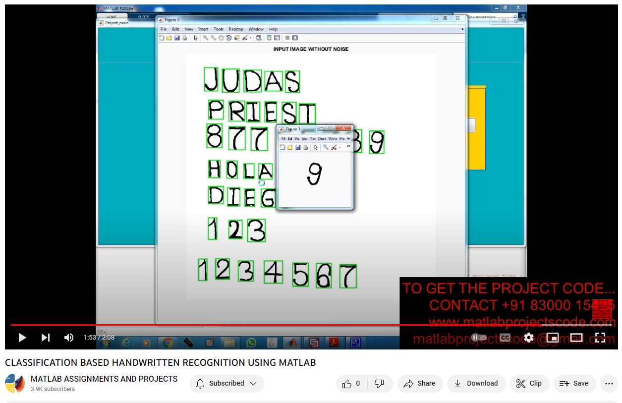 Classification Based Handwritten Recognition Using Matlab project simulation thumbnail for Signal Processing and AI Engineering