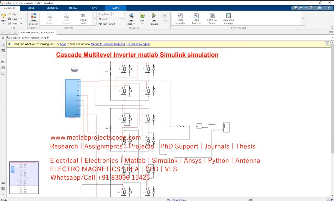 Cascade Multilevel Inverter Matlab Simulink Simulation project simulation thumbnail for Power Electronics Engineering
