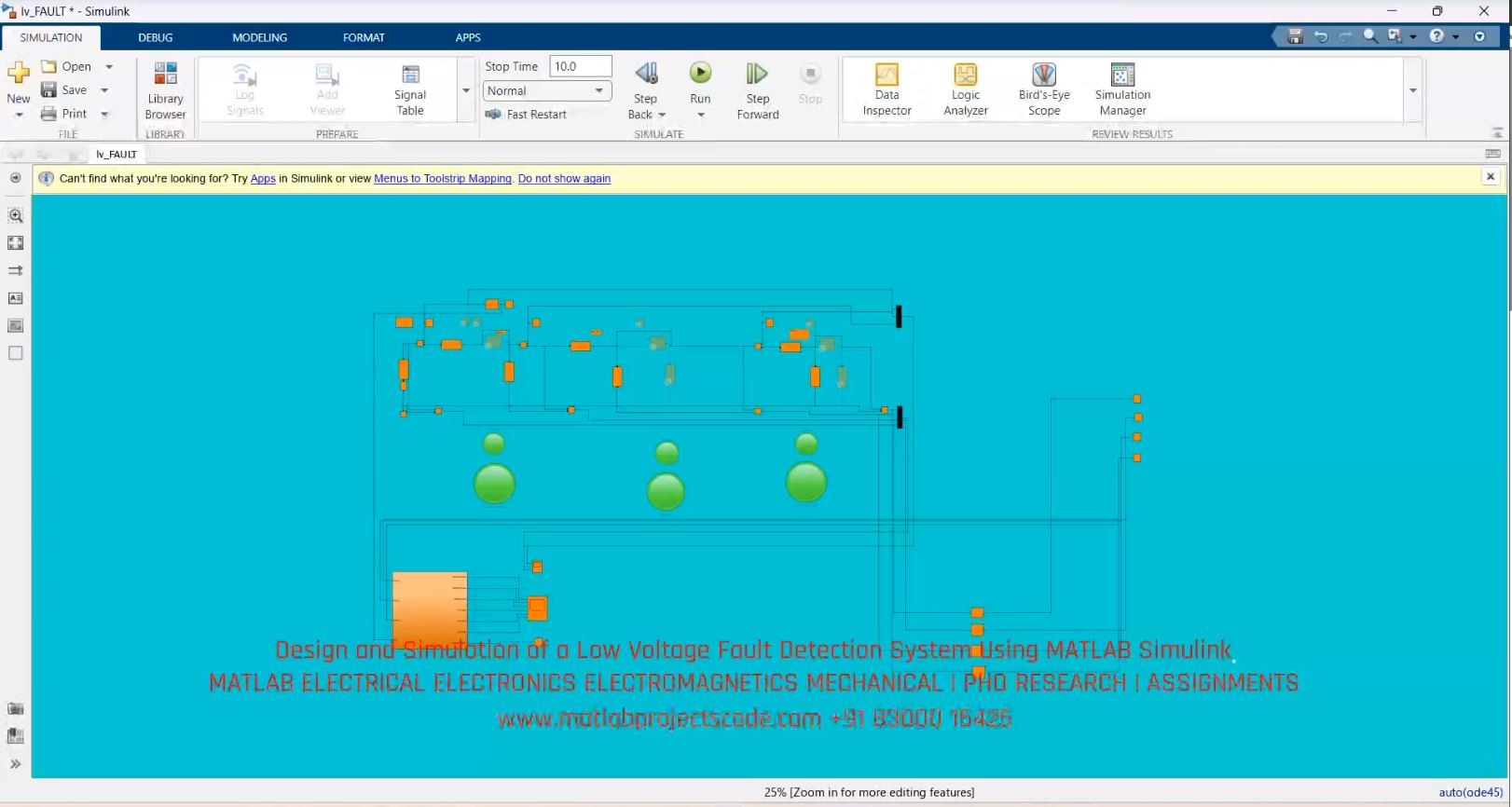 Design And Simulation Of A Low Voltage Fault Detection System Using Matlab Simulink project thumbnail image
