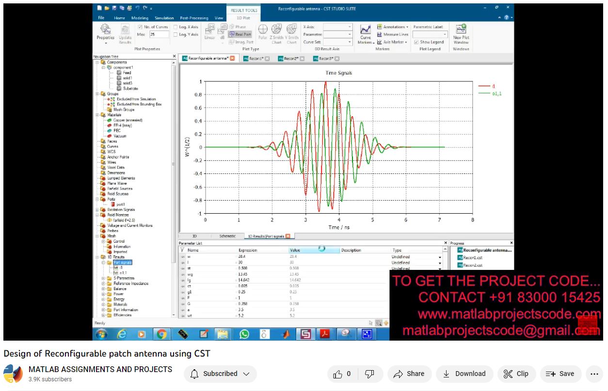 Design of Reconfigurable Patch Antenna using CST project simulation thumbnail for Electromagnetics and RF Engineering