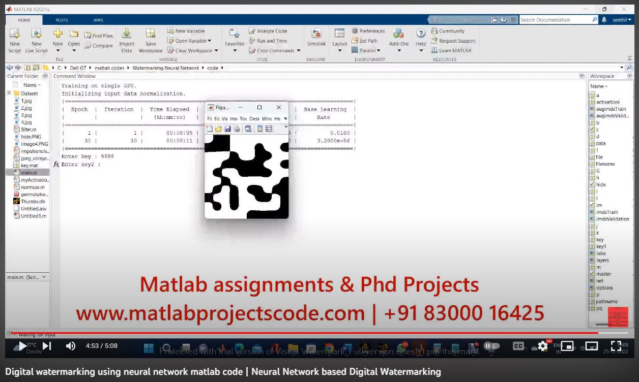 Digital Watermarking Using Neural Network Matlab Code project simulation thumbnail for Signal Processing and AI Engineering