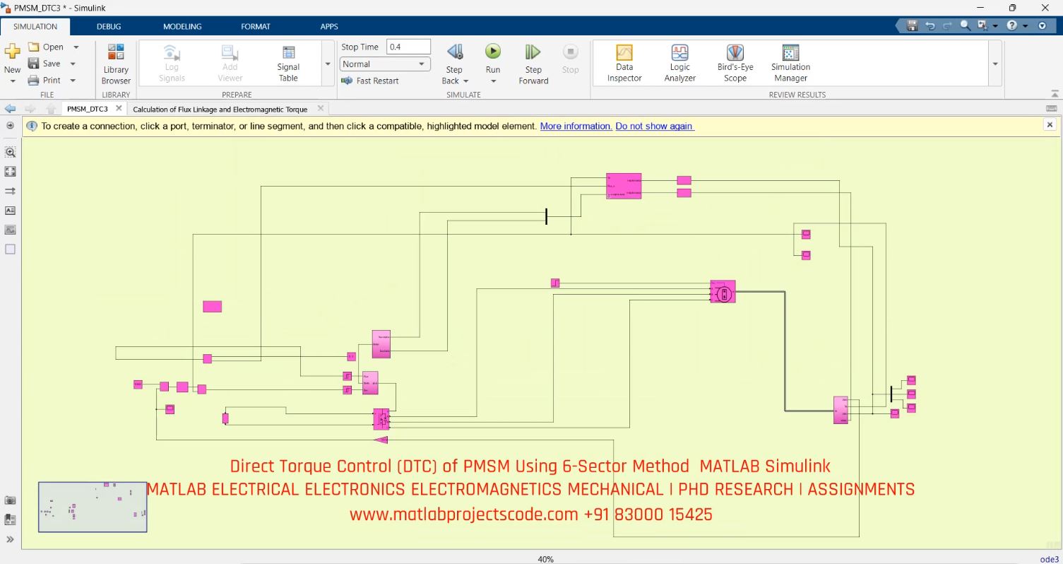 Direct Torque Control (DTC) of PMSM Using 6-Sector Method MATLAB Simulink project thumbnail image