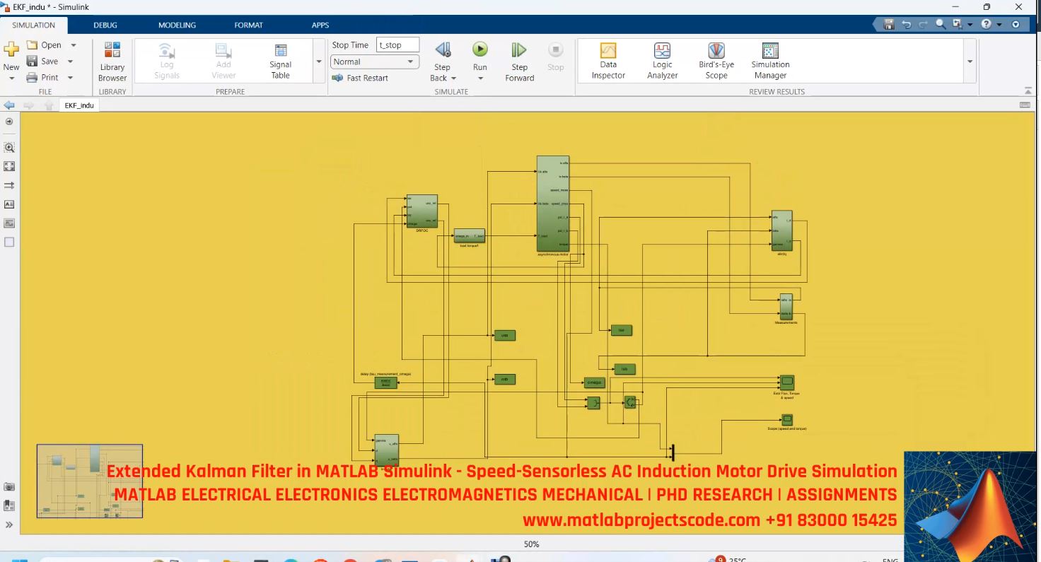 Extended Kalman Filter In Matlab Simulink - Speed-Sensorless Ac Induction Motor Drive Simulation project simulation thumbnail for Mechanical, EV and Mechatronics Engineering