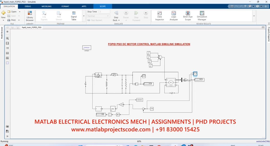 Fopid Pso Dc Motor Control Matlab Simulink Simulation project simulation thumbnail for Mechanical, EV and Mechatronics Engineering