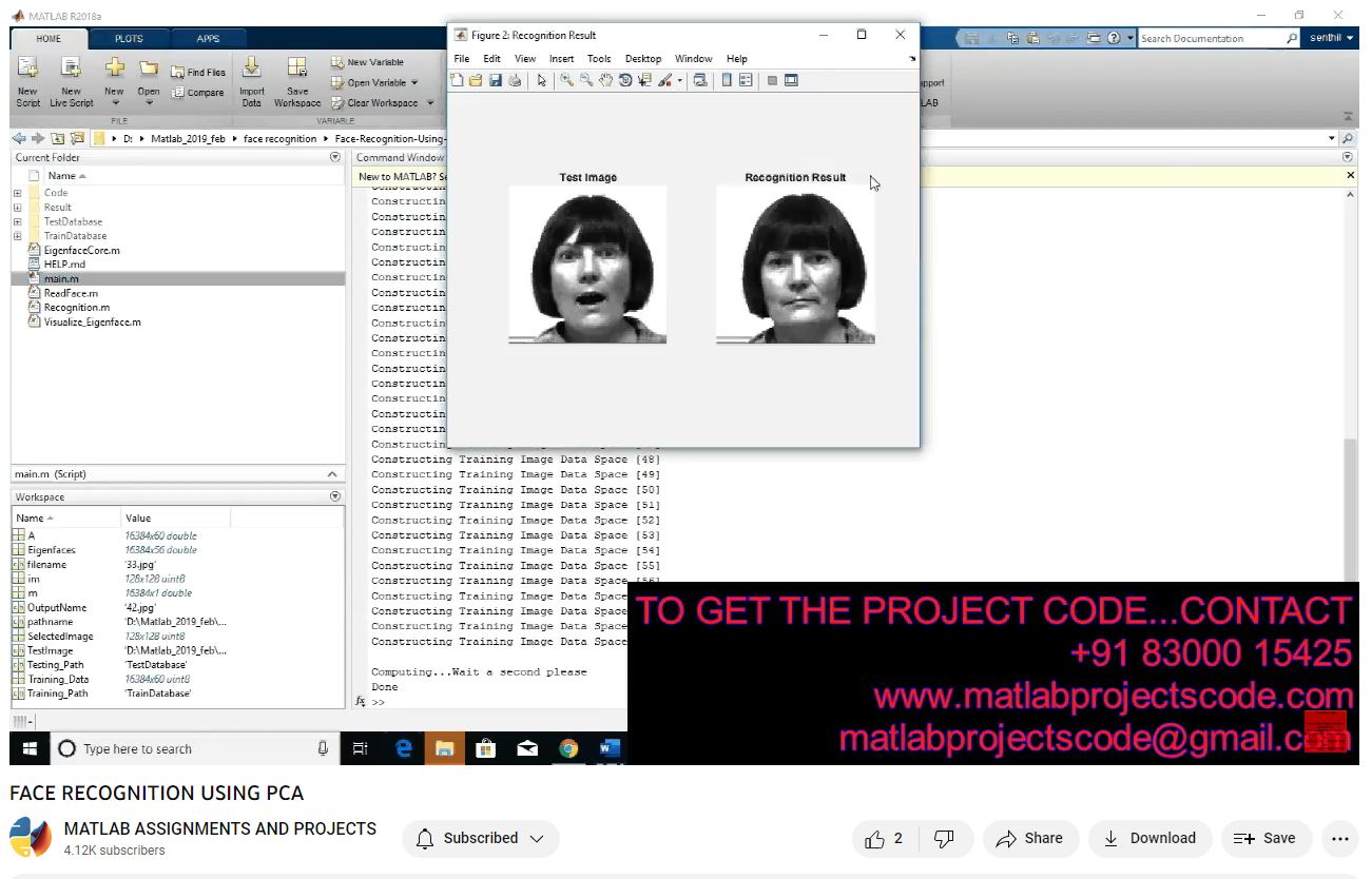 Face Recognition Using Pca Matlab Project Code project simulation thumbnail for Signal Processing and AI Engineering