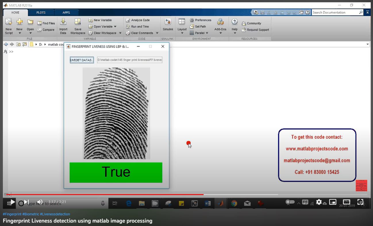 Fingerprint Liveness Detection using MATLAB Image Processing project simulation thumbnail for Signal Processing and AI Engineering