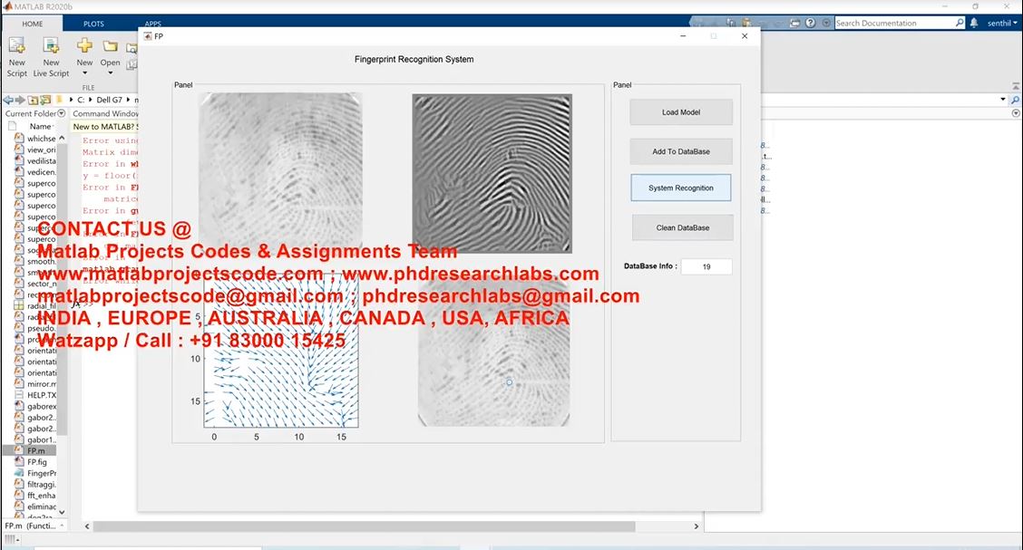 Fingerprint Recognition System _ Matlab project simulation thumbnail for Signal Processing and AI Engineering