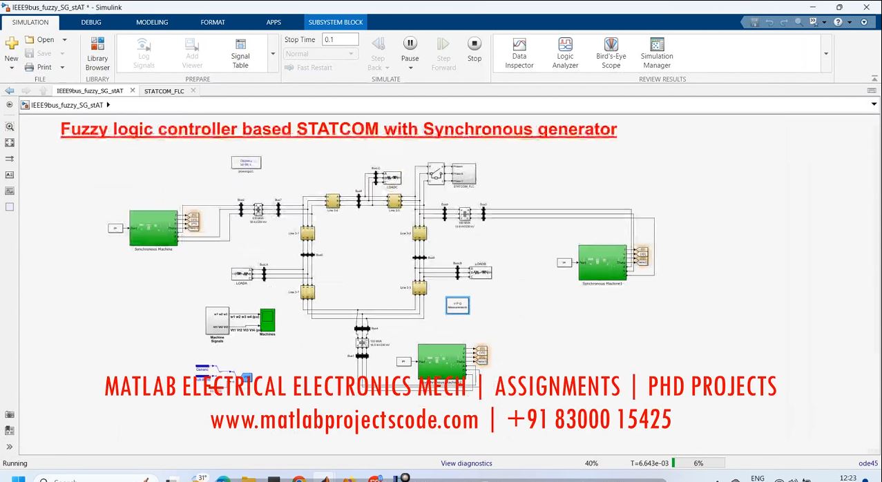 Fuzzy Logic Controller Based Statcom With Synchronous Generator - Matlab Simulink Simulation project simulation thumbnail for Control Systems Engineering