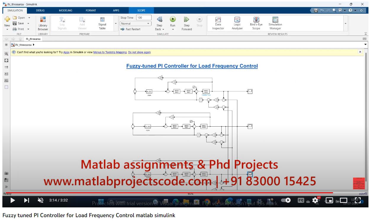 Fuzzy-Tuned Pi Controller For Load Frequency Control Matlab Simulink project simulation thumbnail for Control Systems Engineering