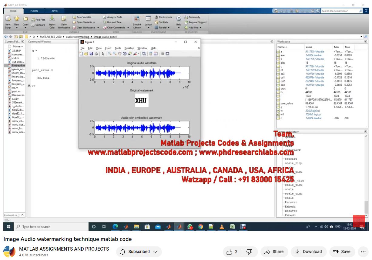 Image Audio Watermarking Technique Matlab Code-Matlab Simulink-Electrical Assignments-Projects-Phd Research project simulation thumbnail for Signal Processing and AI Engineering