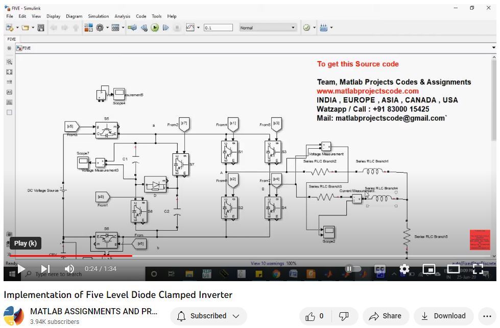 Implementation Of Five Level Diode Clamped Inverter project simulation thumbnail for Power Electronics Engineering