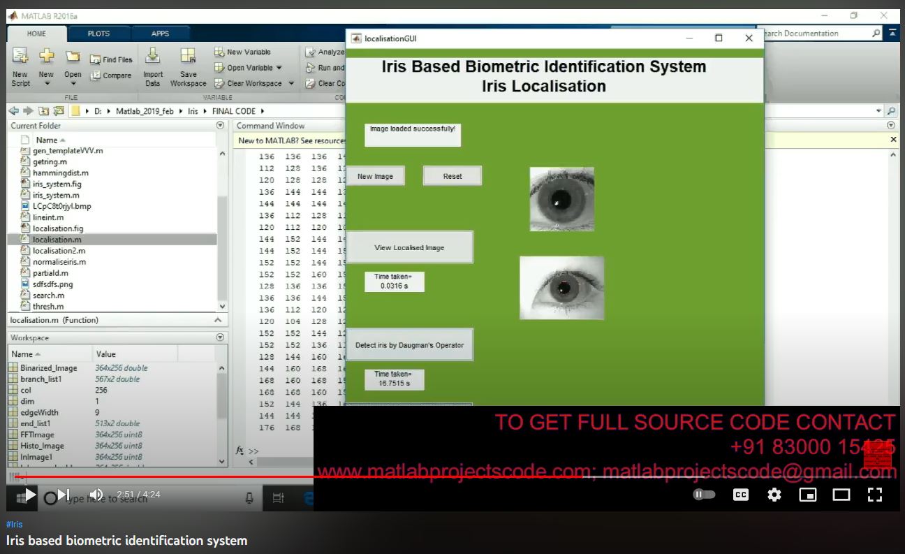 Iris based Biometric Identification System project simulation thumbnail for Signal Processing and AI Engineering