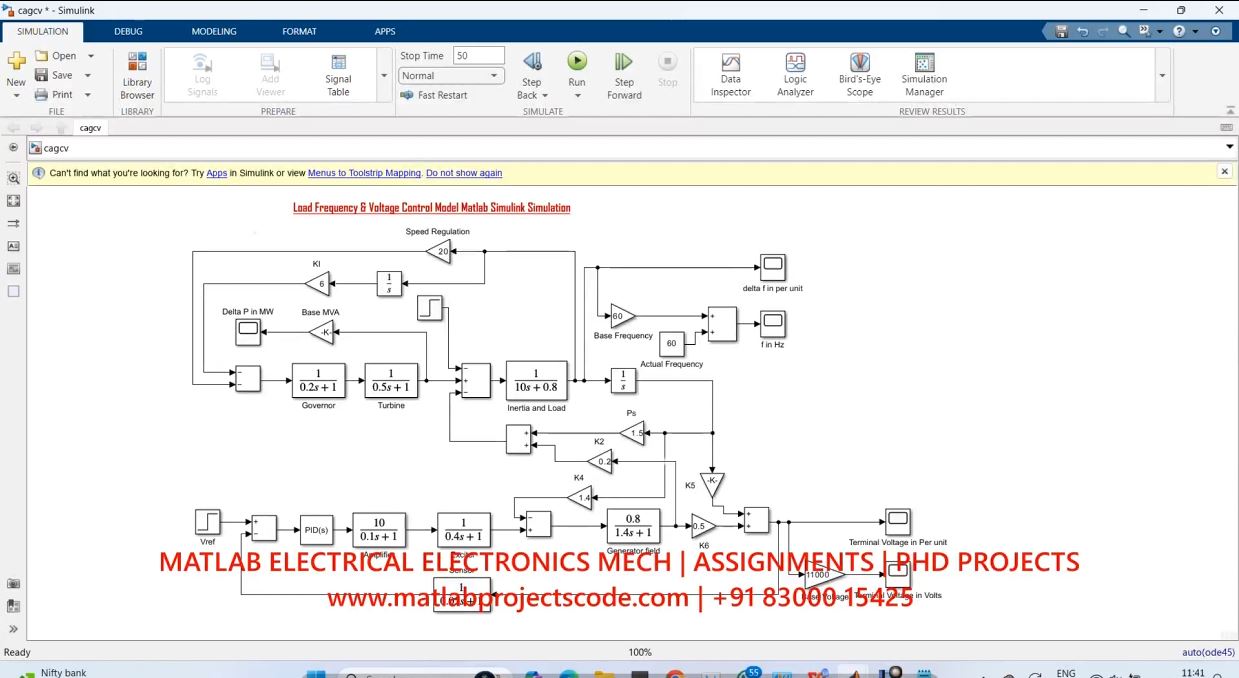 Load Frequency Voltage Control Model Matlab Simulink Simulation-Electrical project simulation thumbnail for Control Systems Engineering