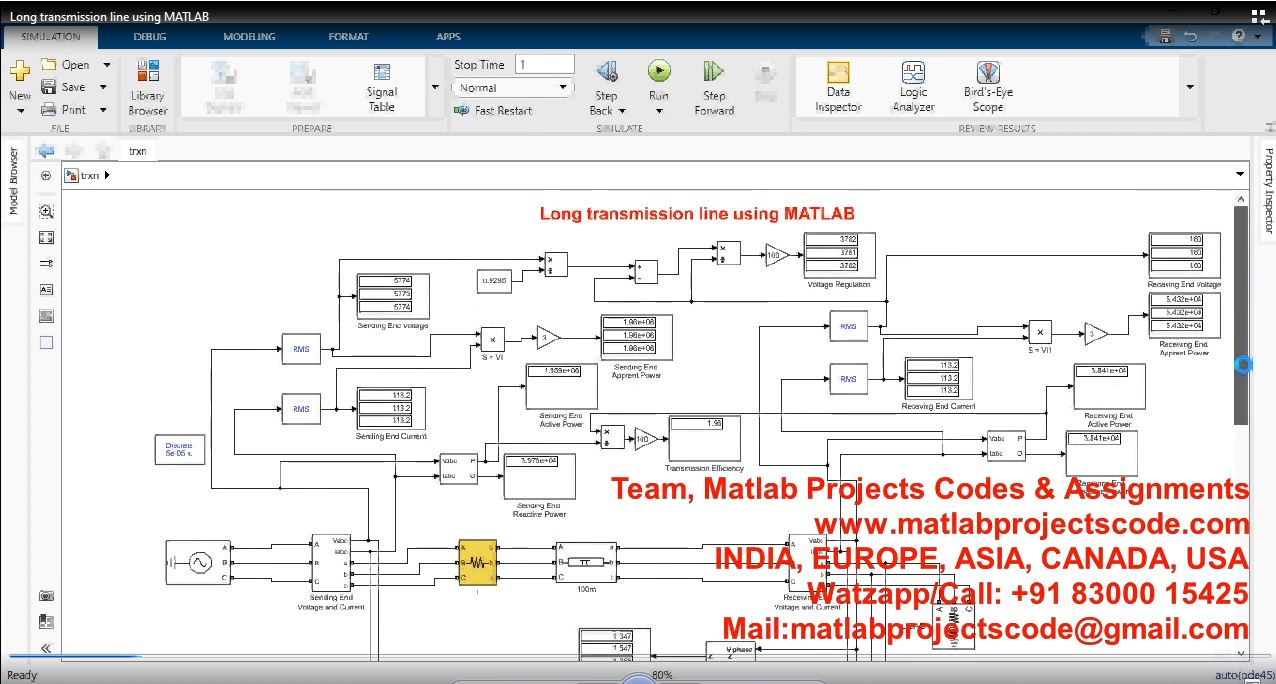 Long Transmission Line Using Matlab project simulation thumbnail for Electrical Engineering
