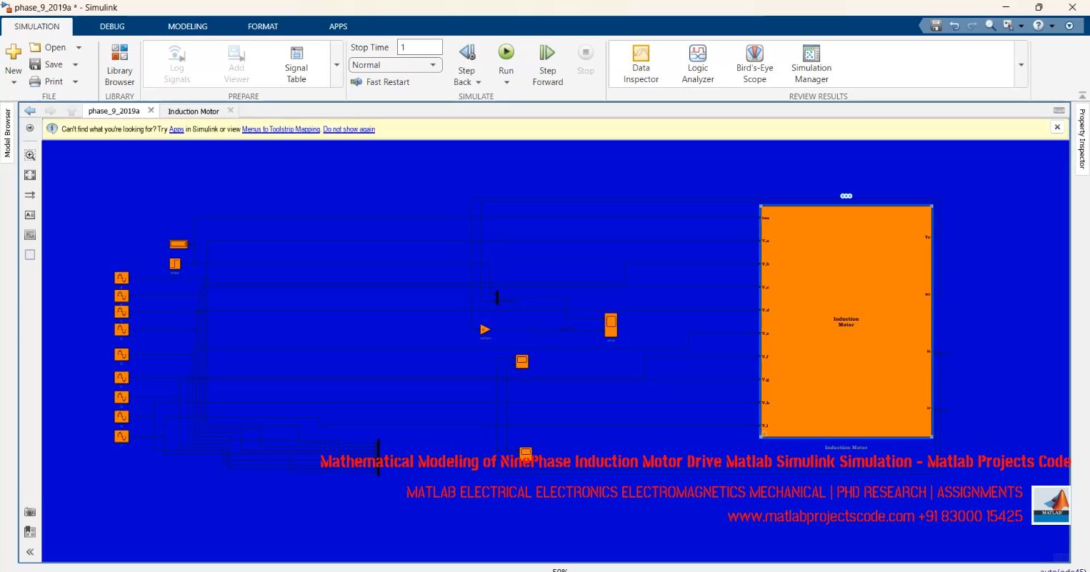 Mathematical Modeling Of Ninephase Induction Motor Drive Matlab Simulink Simulation - Matlab Projects Code project simulation thumbnail for Mechanical, EV and Mechatronics Engineering