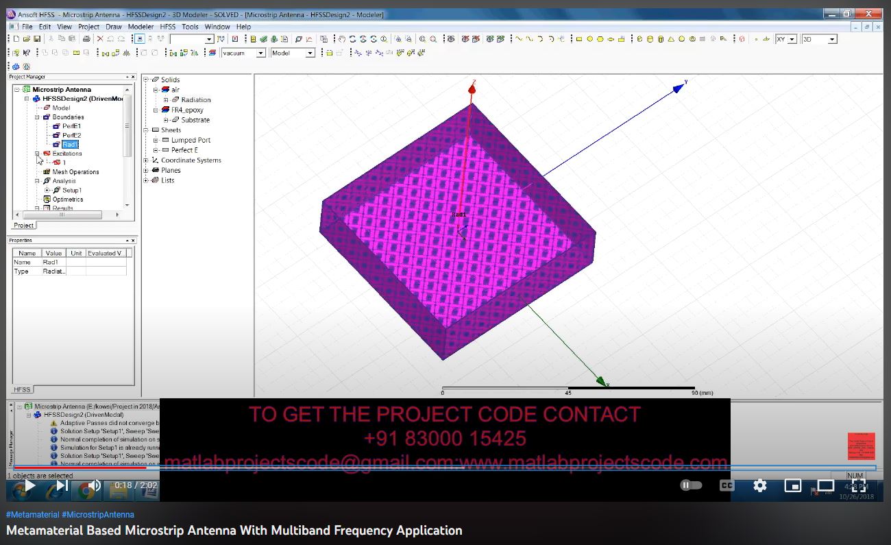 Metamaterial based Microstrip Antenna with Multiband Frequency Application project simulation thumbnail for Electromagnetics and RF Engineering