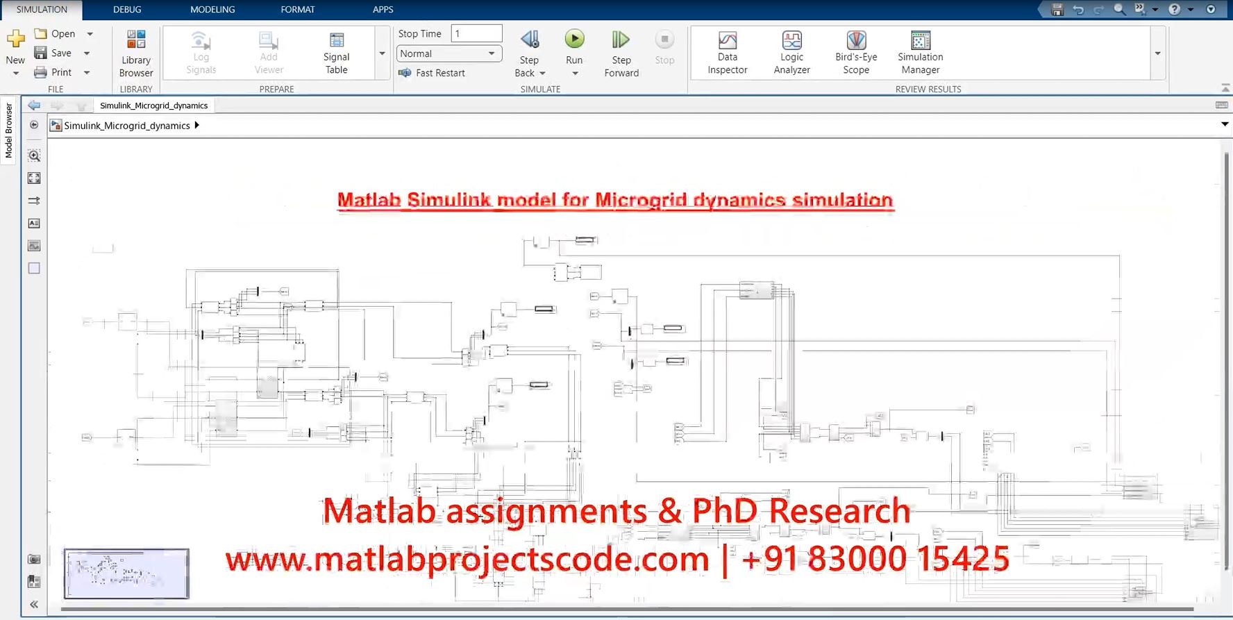 Microgrid Dynamics Simulation - Electrical Matlab Simulation project simulation thumbnail for Renewable Energy Engineering