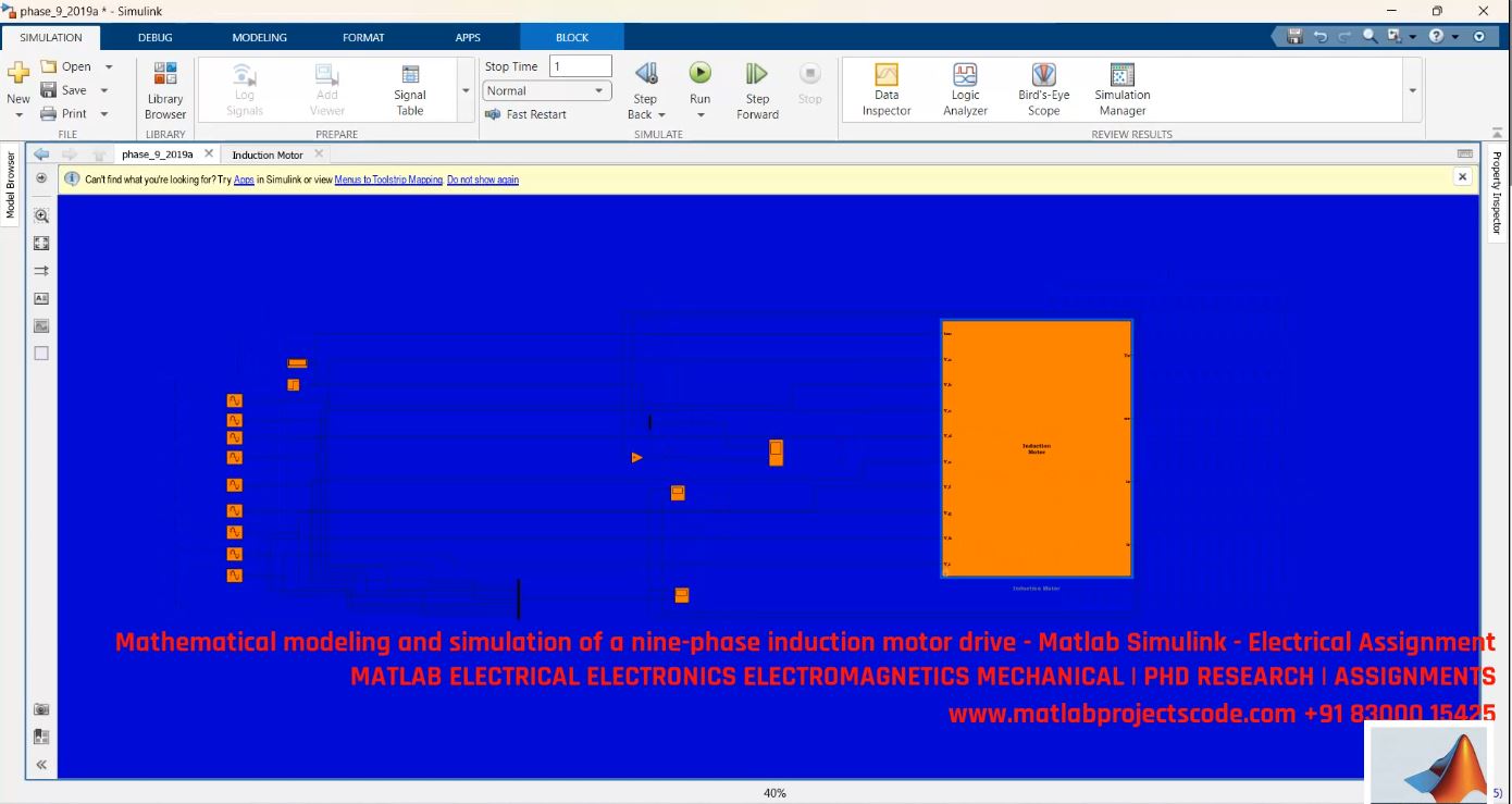Nine-Phase Induction Motor Drive Modeling Simulation - Matlab Simulink Multiphase Motor Control project thumbnail image