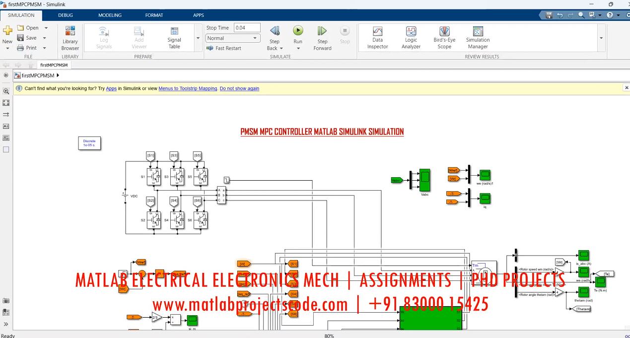 Pmsm Mpc Controller Matlab Simulink Simulation project simulation thumbnail for Mechanical, EV and Mechatronics Engineering