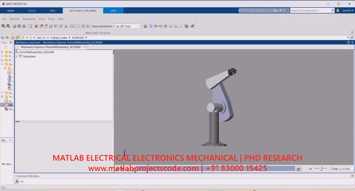 Puma560 Robotic Arm Matlab Simulation project simulation thumbnail for Electrical Engineering