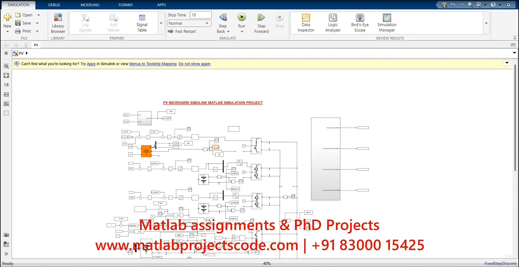 Pv Microgrid - Electrical Simulation project simulation thumbnail for Renewable Energy Engineering