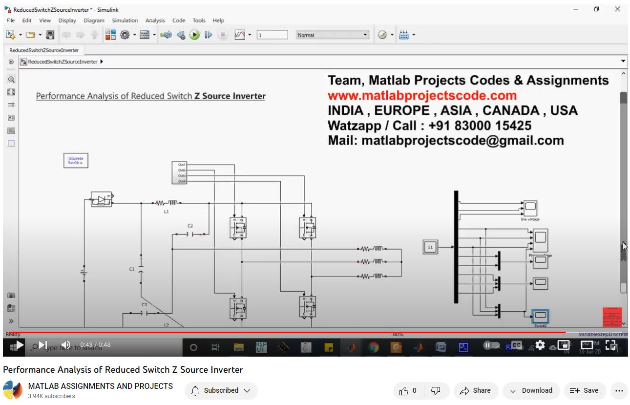 Performance Analysis Of Reduced Switch Z Source Inverter project simulation thumbnail for Power Electronics Engineering