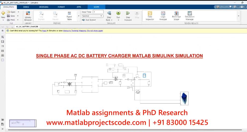 Single Phase Ac Dc Battery Charger Matlab Simulink Simulation project simulation thumbnail for Renewable Energy Engineering
