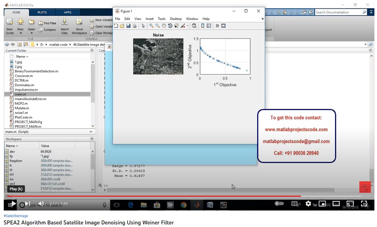 SPEA2 Algorithm based Satellite Image Denoising using Weiner Filter project simulation thumbnail for Communication Systems Engineering