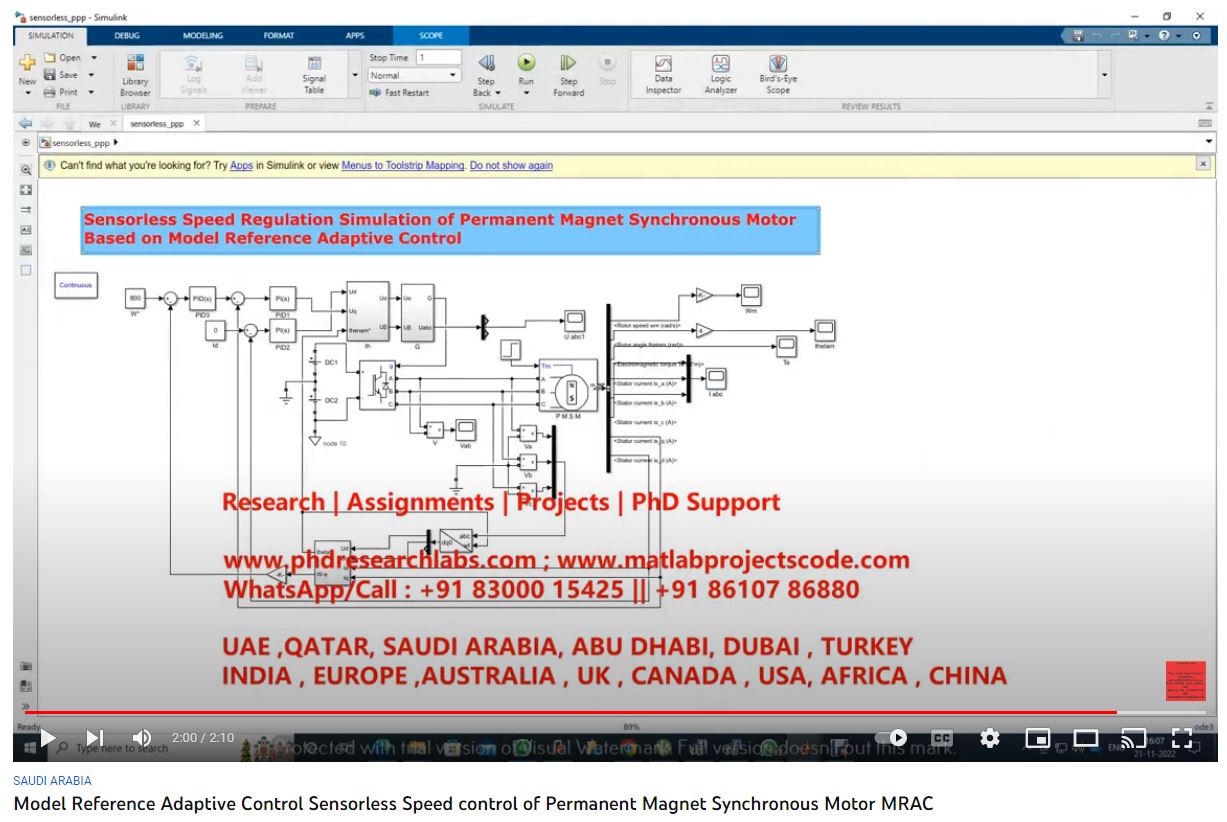 Sensorless Speed Regulation Simulation of Permanent Magnet Synchronous Motor based on Model Reference Adaptive Control project simulation thumbnail for Mechanical, EV and Mechatronics Engineering