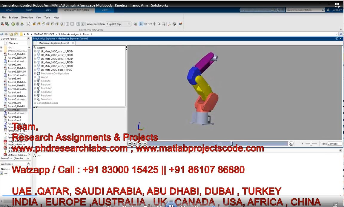 Simulation Control Robot Arm Matlab Simulink Simscape Multibody_ Kinetics _ Fanuc Arm _ Solidworks project simulation thumbnail for Mechanical, EV and Mechatronics Engineering