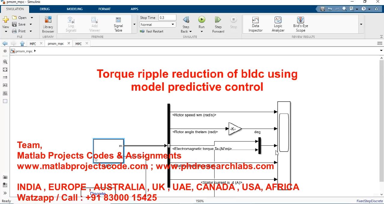 Torque Ripple Reduction Of Bldc Using Model Predictive Control project simulation thumbnail for Mechanical, EV and Mechatronics Engineering