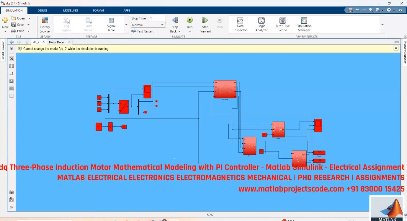 Dq Model Of Three-Phase Induction Motor With Pi Controller - Matlab Simulink Motor Control Simulation project thumbnail image